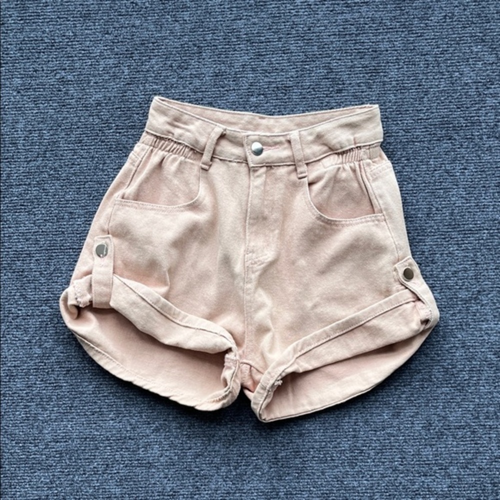 High-Waist Pink Women’s Rolled Cuff Shorts